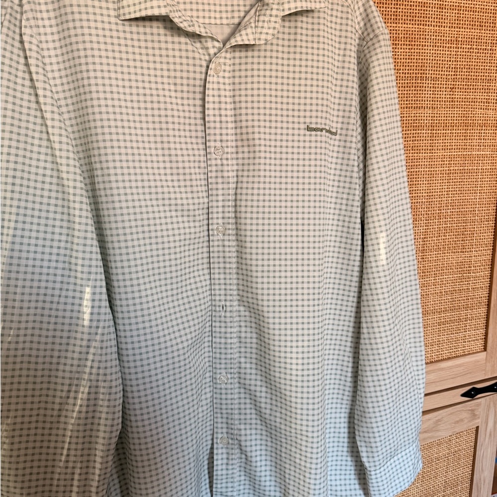 Banded Checkered Button-Up Shirt